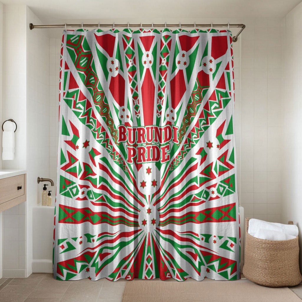 Burundi Pride Beat Of 1962 Independence Day Bathroom Set Traditional Karyenda Drummer Art With Flag Sunburst Design