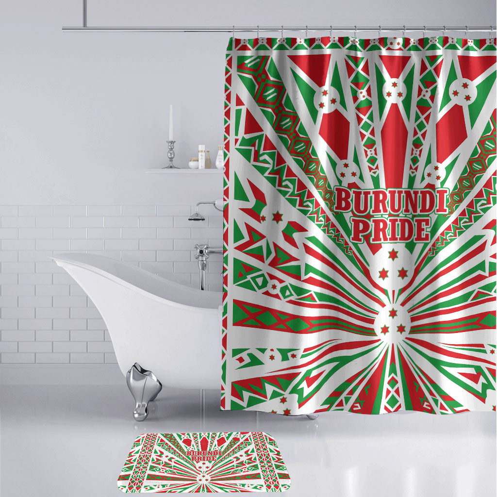 Burundi Pride Beat Of 1962 Independence Day Bathroom Set Traditional Karyenda Drummer Art With Flag Sunburst Design