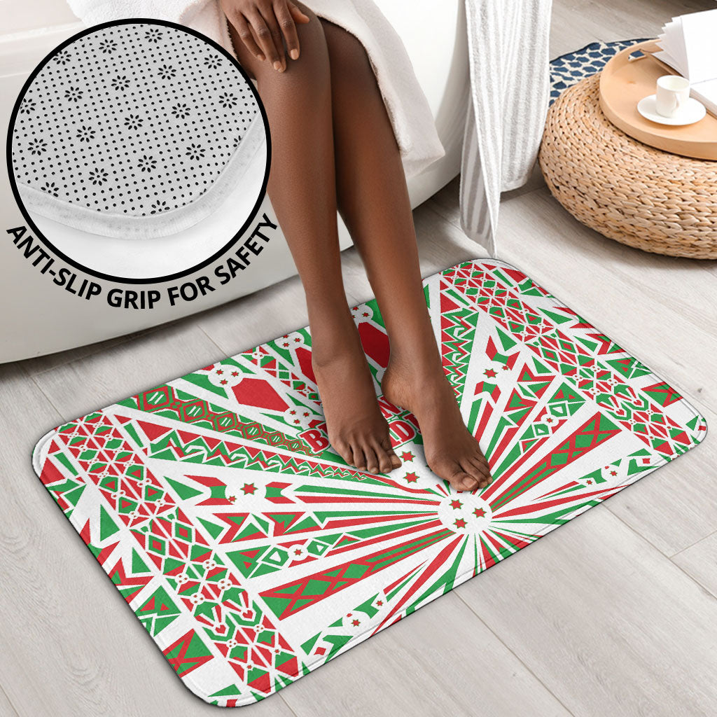 Burundi Pride Beat Of 1962 Independence Day Bathroom Set Traditional Karyenda Drummer Art With Flag Sunburst Design