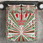 Burundi Pride Beat Of 1962 Independence Day Bedding Set Traditional Karyenda Drummer Art With Flag Sunburst Design