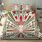 Burundi Pride Beat Of 1962 Independence Day Bedding Set Traditional Karyenda Drummer Art With Flag Sunburst Design