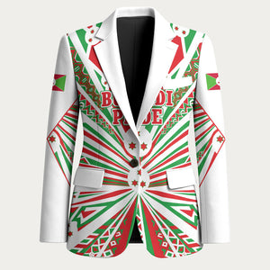 Burundi Pride Beat Of 1962 Independence Day Blazer Traditional Karyenda Drummer Art With Flag Sunburst Design