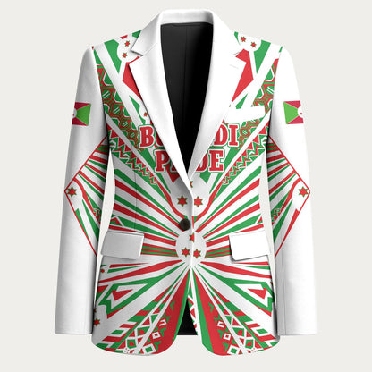 Burundi Pride Beat Of 1962 Independence Day Blazer Traditional Karyenda Drummer Art With Flag Sunburst Design