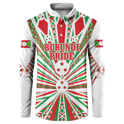 Burundi Pride Beat Of 1962 Independence Day Button Sweatshirt Traditional Karyenda Drummer Art With Flag Sunburst Design