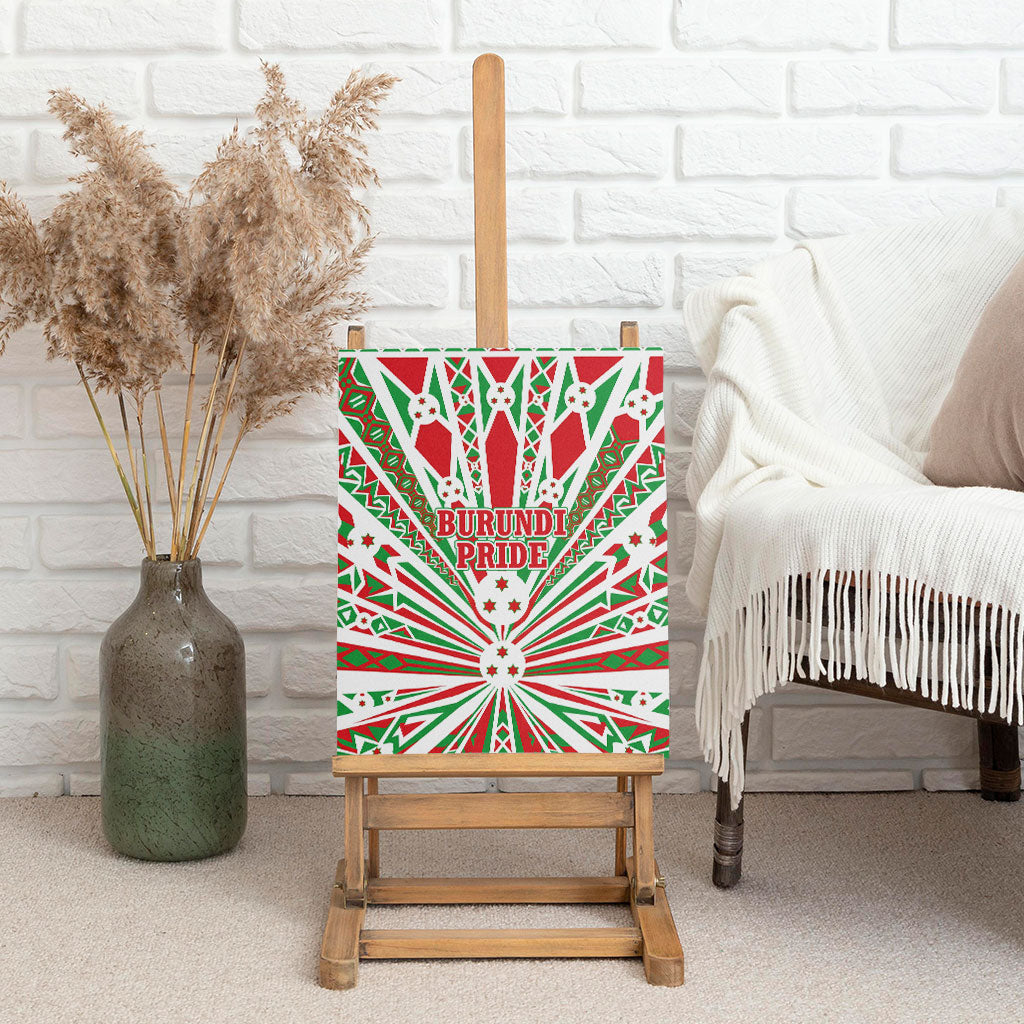 Burundi Pride Beat Of 1962 Independence Day Canvas Wall Art Traditional Karyenda Drummer Art With Flag Sunburst Design