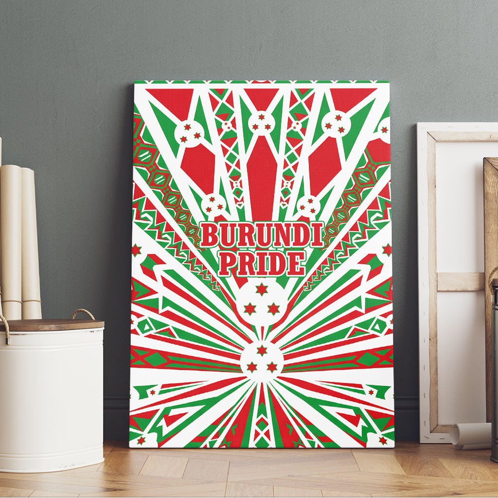 Burundi Pride Beat Of 1962 Independence Day Canvas Wall Art Traditional Karyenda Drummer Art With Flag Sunburst Design