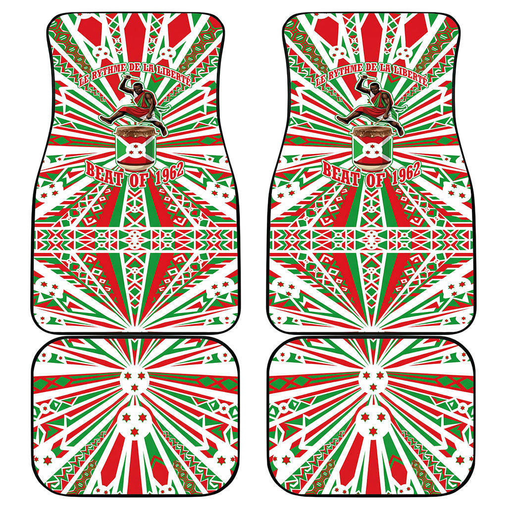 Burundi Pride Beat Of 1962 Independence Day Car Mats Traditional Karyenda Drummer Art With Flag Sunburst Design