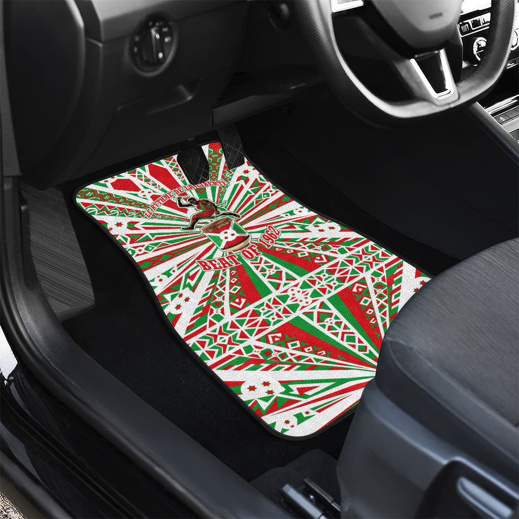 Burundi Pride Beat Of 1962 Independence Day Car Mats Traditional Karyenda Drummer Art With Flag Sunburst Design