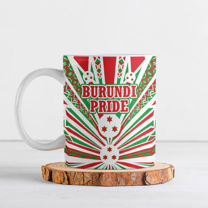 Burundi Pride Beat Of 1962 Independence Day Ceramic Mug Traditional Karyenda Drummer Art With Flag Sunburst Design