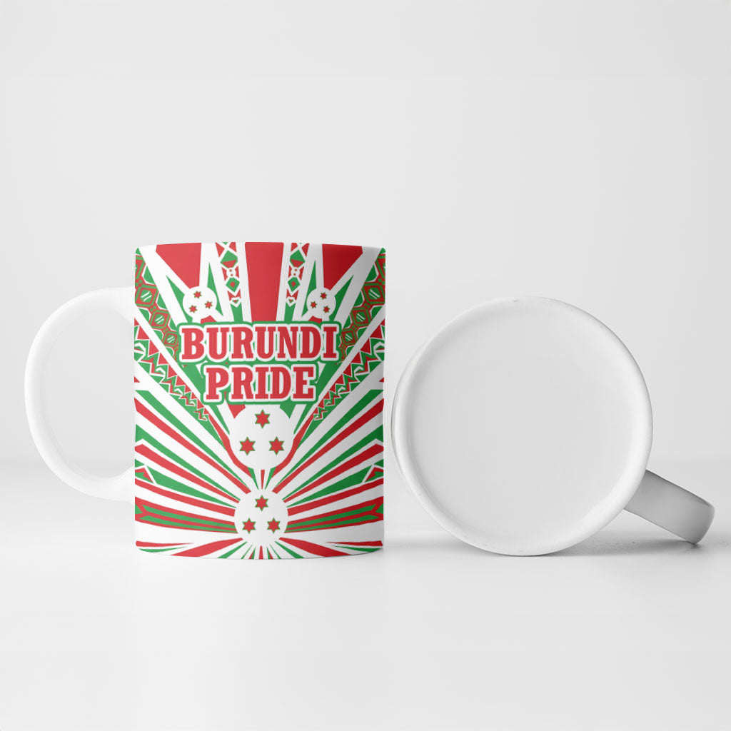 Burundi Pride Beat Of 1962 Independence Day Ceramic Mug Traditional Karyenda Drummer Art With Flag Sunburst Design
