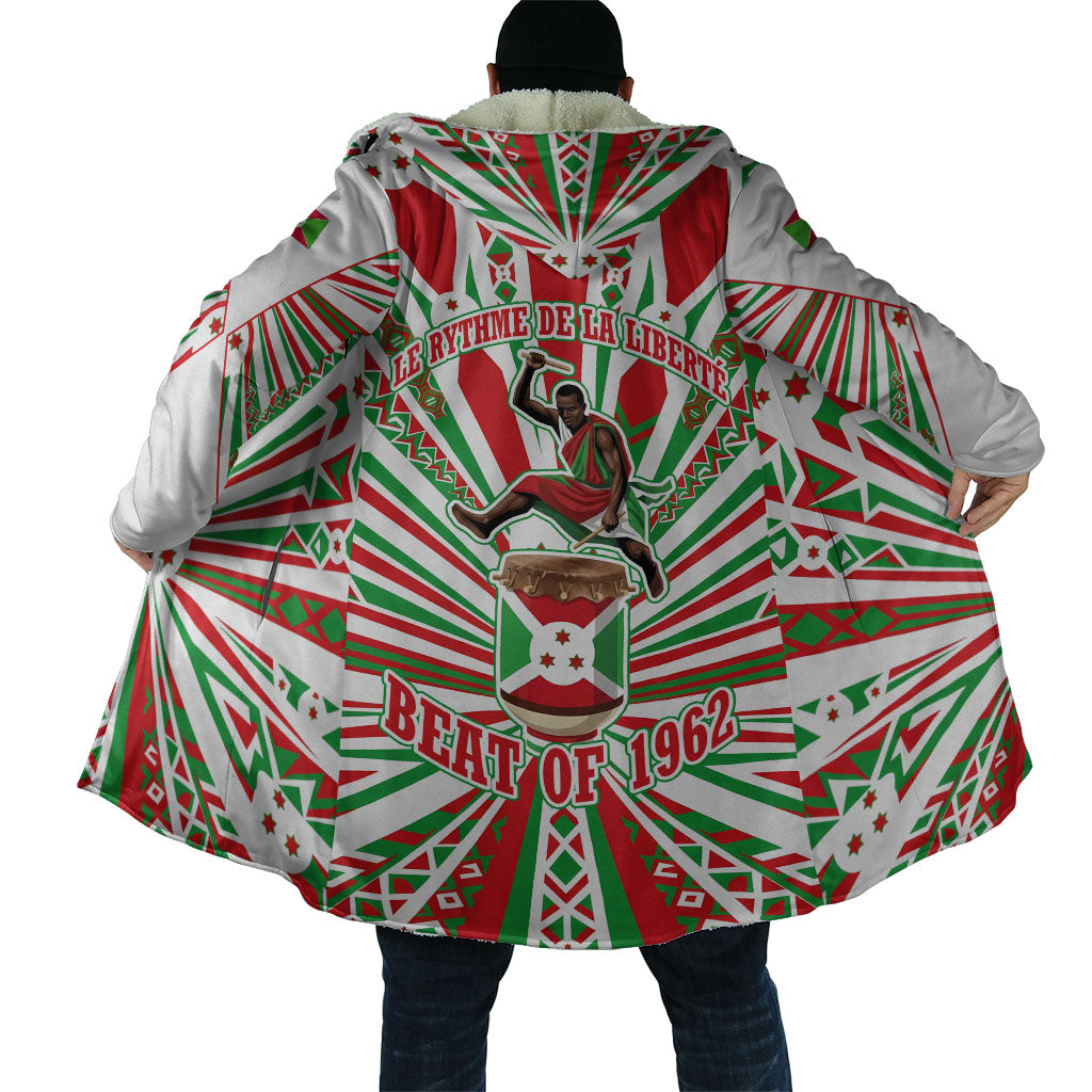 Burundi Pride Beat Of 1962 Independence Day Cloak Traditional Karyenda Drummer Art With Flag Sunburst Design
