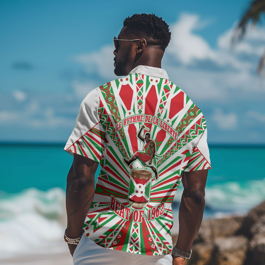 Burundi Pride Beat Of 1962 Independence Day Hawaiian Shirt Traditional Karyenda Drummer Art With Flag Sunburst Design