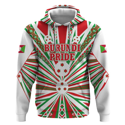 Burundi Pride Beat Of 1962 Independence Day Hoodie Traditional Karyenda Drummer Art With Flag Sunburst Design