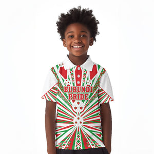 Burundi Pride Beat Of 1962 Independence Day Kid Polo Shirt Traditional Karyenda Drummer Art With Flag Sunburst Design