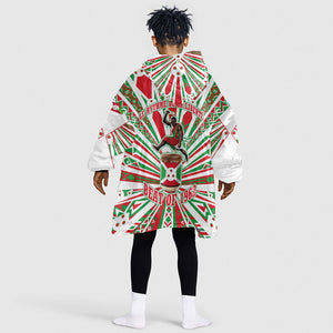 Burundi Pride Beat Of 1962 Independence Day Kid Wearable Blanket Hoodie Traditional Karyenda Drummer Art With Flag Sunburst Design