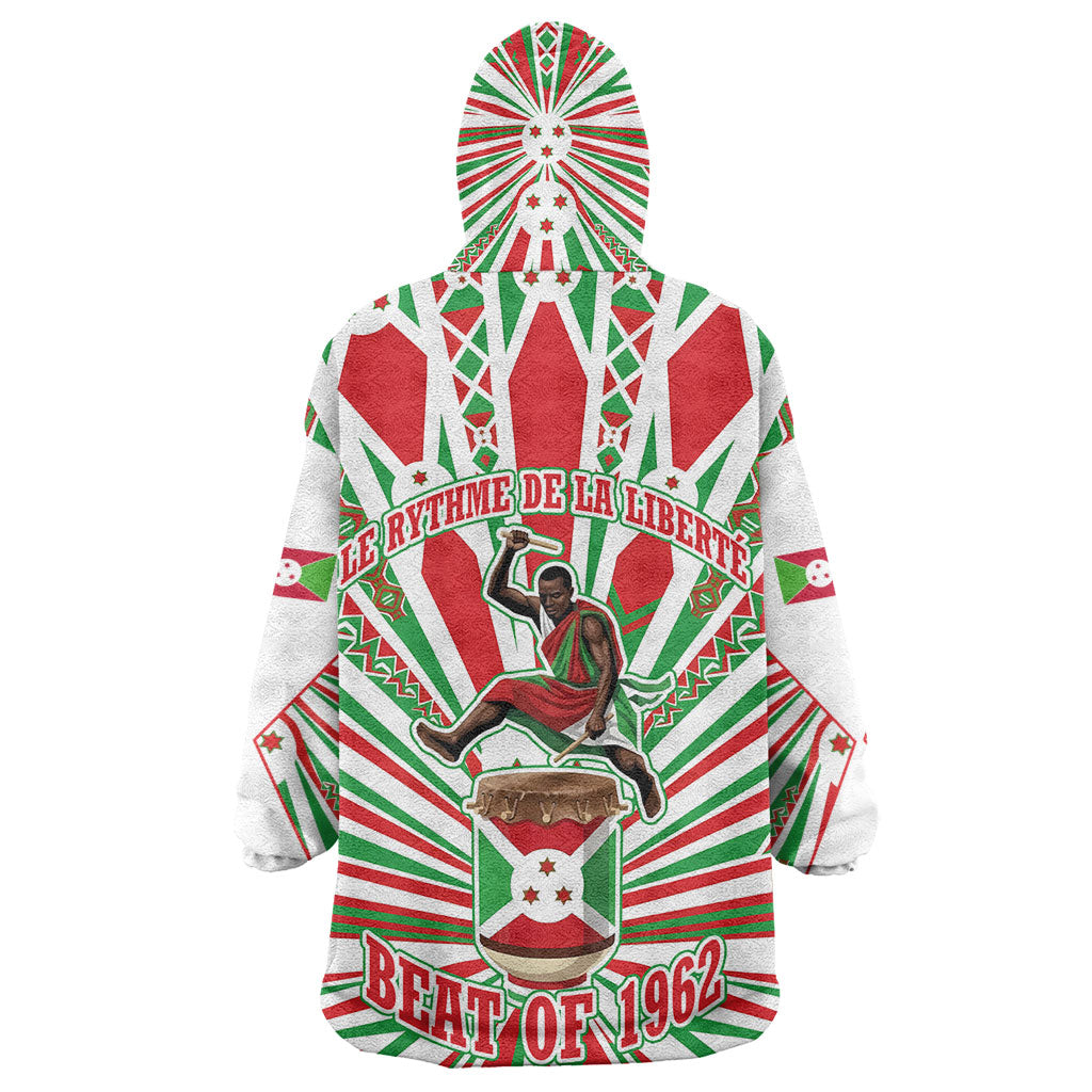 Burundi Pride Beat Of 1962 Independence Day Kid Wearable Blanket Hoodie Traditional Karyenda Drummer Art With Flag Sunburst Design