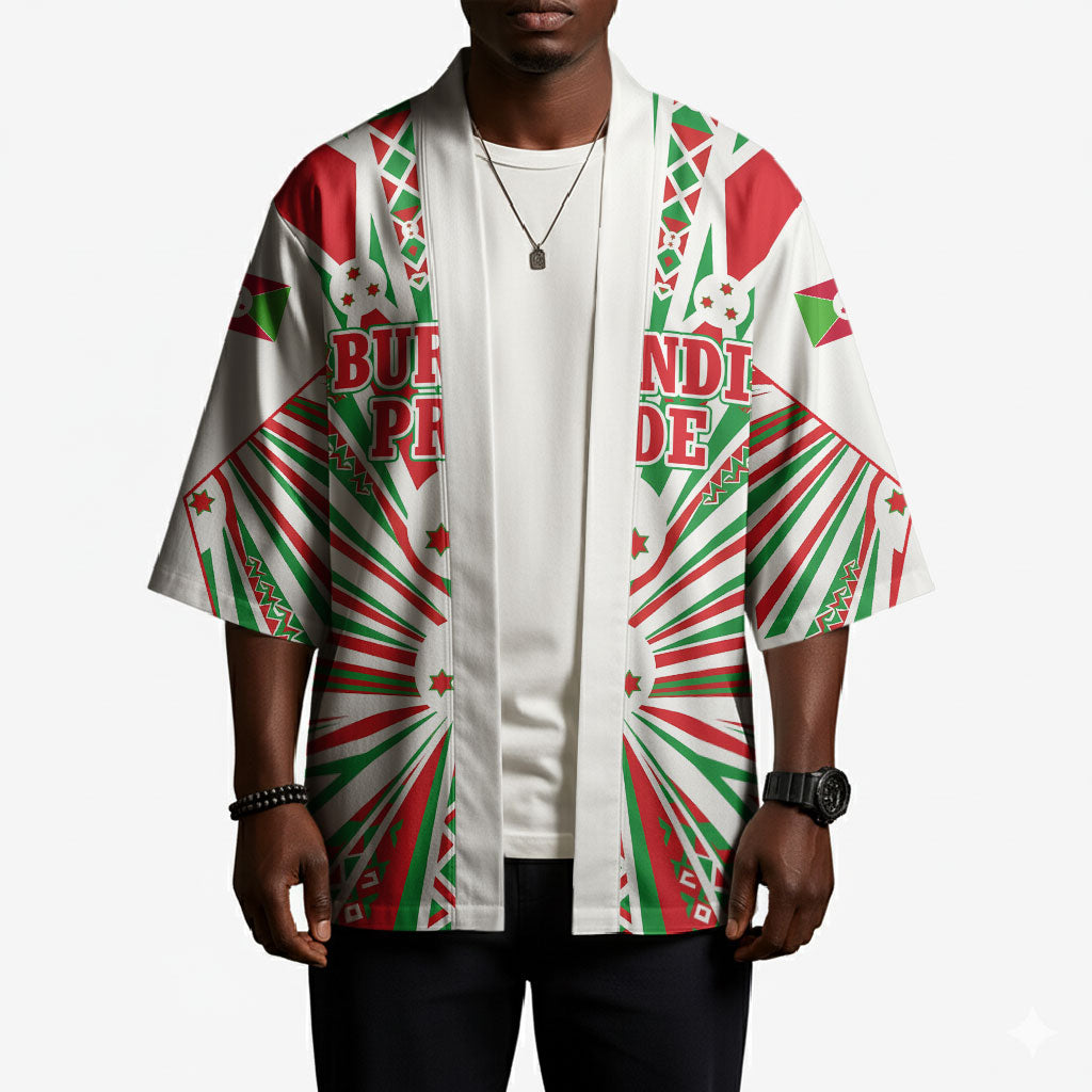 Burundi Pride Beat Of 1962 Independence Day Kimono Traditional Karyenda Drummer Art With Flag Sunburst Design