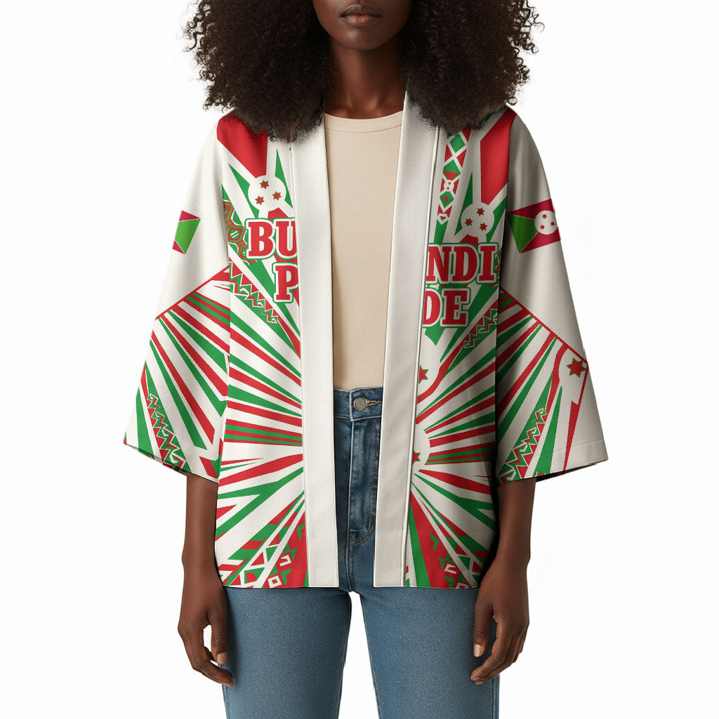 Burundi Pride Beat Of 1962 Independence Day Kimono Traditional Karyenda Drummer Art With Flag Sunburst Design