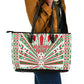 Burundi Pride Beat Of 1962 Independence Day Leather Tote Bag Traditional Karyenda Drummer Art With Flag Sunburst Design