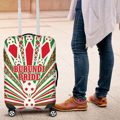 Burundi Pride Beat Of 1962 Independence Day Luggage Cover Traditional Karyenda Drummer Art With Flag Sunburst Design