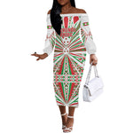 Burundi Pride Beat Of 1962 Independence Day Off The Shoulder Long Sleeve Dress Traditional Karyenda Drummer Art With Flag Sunburst Design