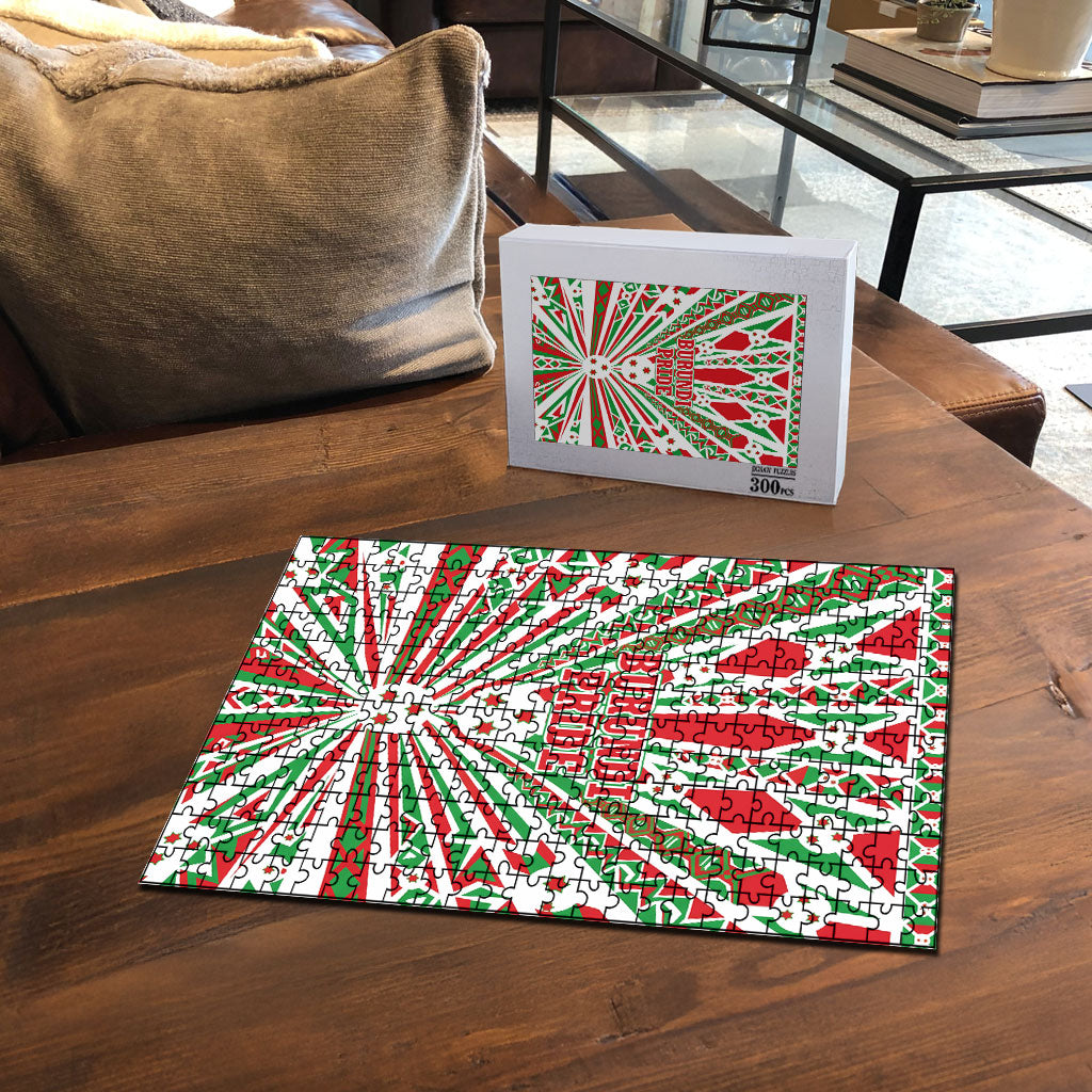 Burundi Pride Beat Of 1962 Independence Day Puzzle Traditional Karyenda Drummer Art With Flag Sunburst Design