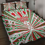 Burundi Pride Beat Of 1962 Independence Day Quilt Bed Set Traditional Karyenda Drummer Art With Flag Sunburst Design