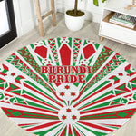 Burundi Pride Beat Of 1962 Independence Day Round Carpet Traditional Karyenda Drummer Art With Flag Sunburst Design