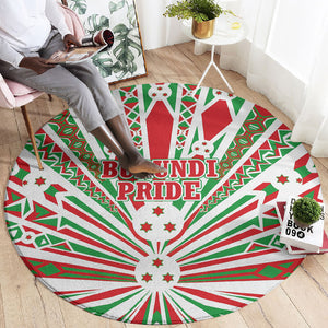 Burundi Pride Beat Of 1962 Independence Day Round Carpet Traditional Karyenda Drummer Art With Flag Sunburst Design
