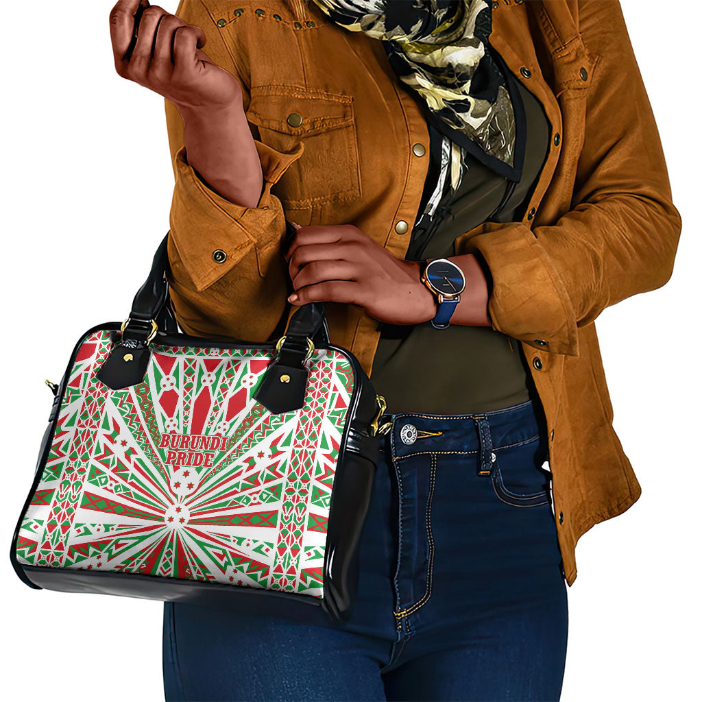 Burundi Pride Beat Of 1962 Independence Day Shoulder Handbag Traditional Karyenda Drummer Art With Flag Sunburst Design