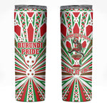 Burundi Pride Beat Of 1962 Independence Day Skinny Tumbler Traditional Karyenda Drummer Art With Flag Sunburst Design
