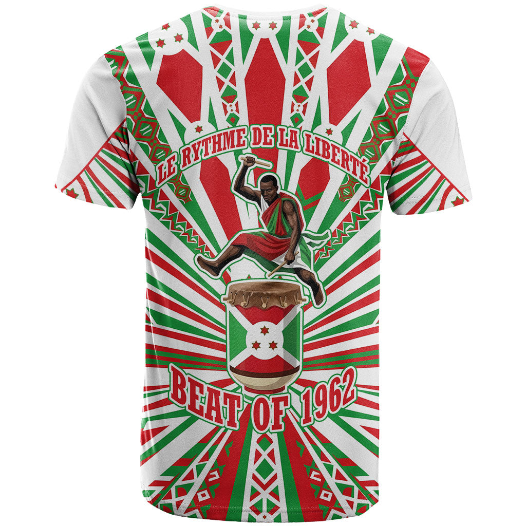 Burundi Pride Beat Of 1962 Independence Day T shirt Traditional Karyenda Drummer Art With Flag Sunburst Design