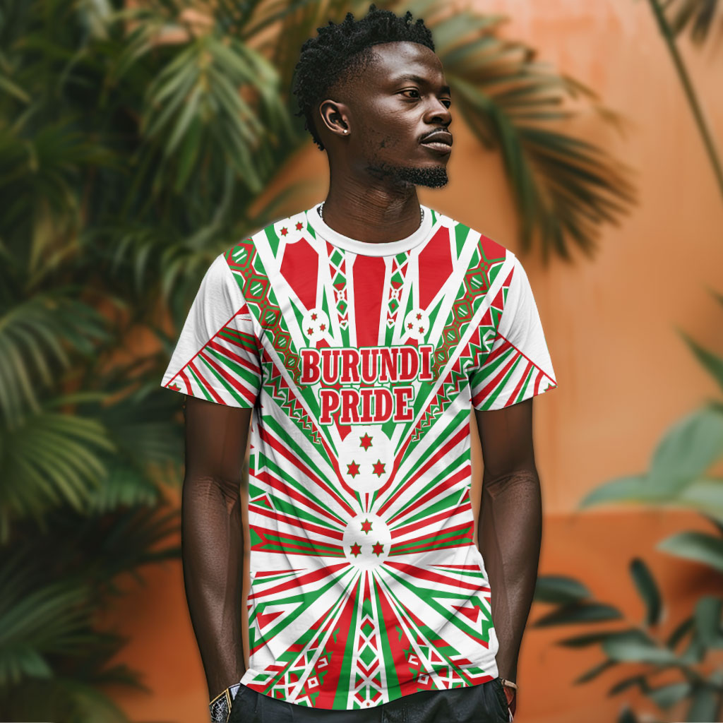 Burundi Pride Beat Of 1962 Independence Day T shirt Traditional Karyenda Drummer Art With Flag Sunburst Design