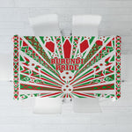 Burundi Pride Beat Of 1962 Independence Day Tablecloth Traditional Karyenda Drummer Art With Flag Sunburst Design