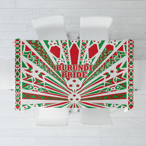 Burundi Pride Beat Of 1962 Independence Day Tablecloth Traditional Karyenda Drummer Art With Flag Sunburst Design