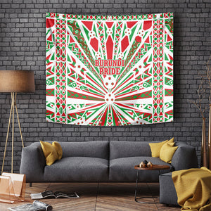 Burundi Pride Beat Of 1962 Independence Day Tapestry Traditional Karyenda Drummer Art With Flag Sunburst Design