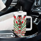 Burundi Pride Beat Of 1962 Independence Day Tumbler With Handle Traditional Karyenda Drummer Art With Flag Sunburst Design
