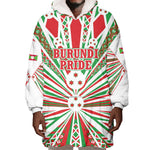 Burundi Pride Beat Of 1962 Independence Day Wearable Blanket Hoodie Traditional Karyenda Drummer Art With Flag Sunburst Design