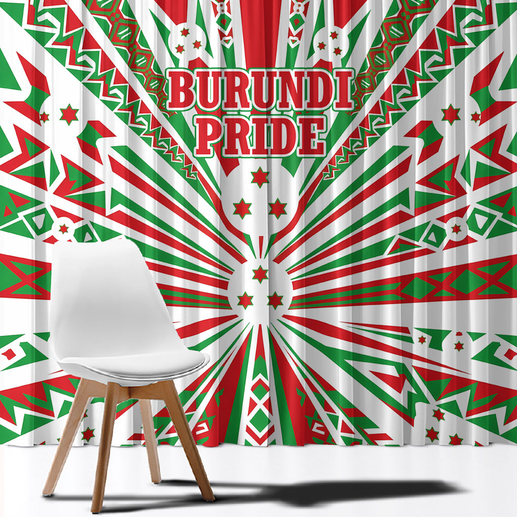 Burundi Pride Beat Of 1962 Independence Day Window Curtain Traditional Karyenda Drummer Art With Flag Sunburst Design