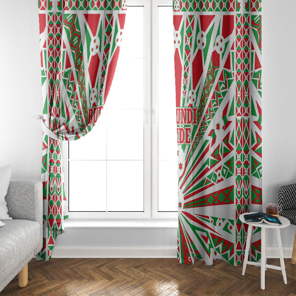 Burundi Pride Beat Of 1962 Independence Day Window Curtain Traditional Karyenda Drummer Art With Flag Sunburst Design