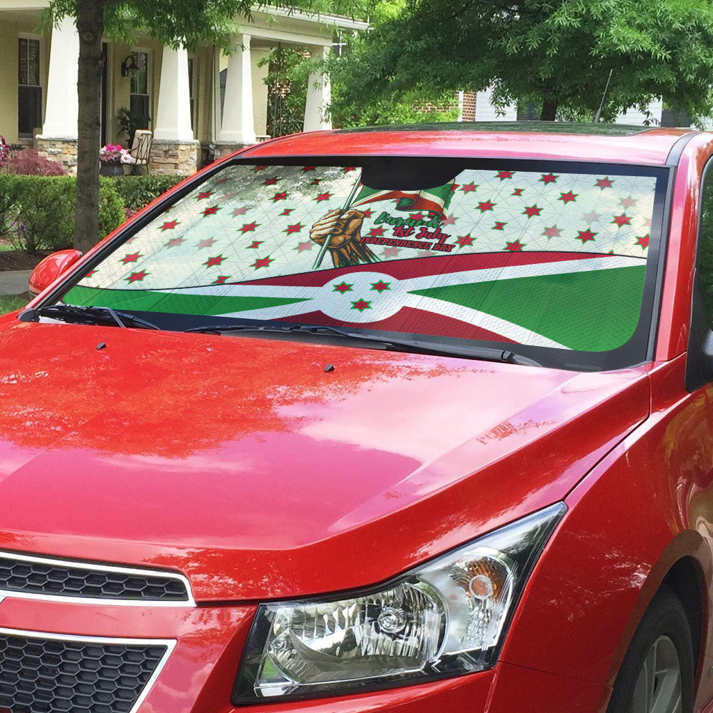 Burundi 1st July Independence Day Auto Sun Shade Patriotic Flag Portrait Art - Geometric Star Pattern