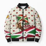 Burundi 1st July Independence Day Bomber Puffer Jacket Patriotic Flag Portrait Art - Geometric Star Pattern