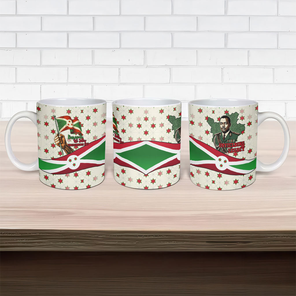 Burundi 1st July Independence Day Ceramic Mug Patriotic Flag Portrait Art - Geometric Star Pattern