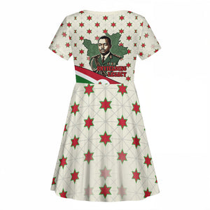 Burundi 1st July Independence Day Kid Short Sleeve Dress Patriotic Flag Portrait Art - Geometric Star Pattern