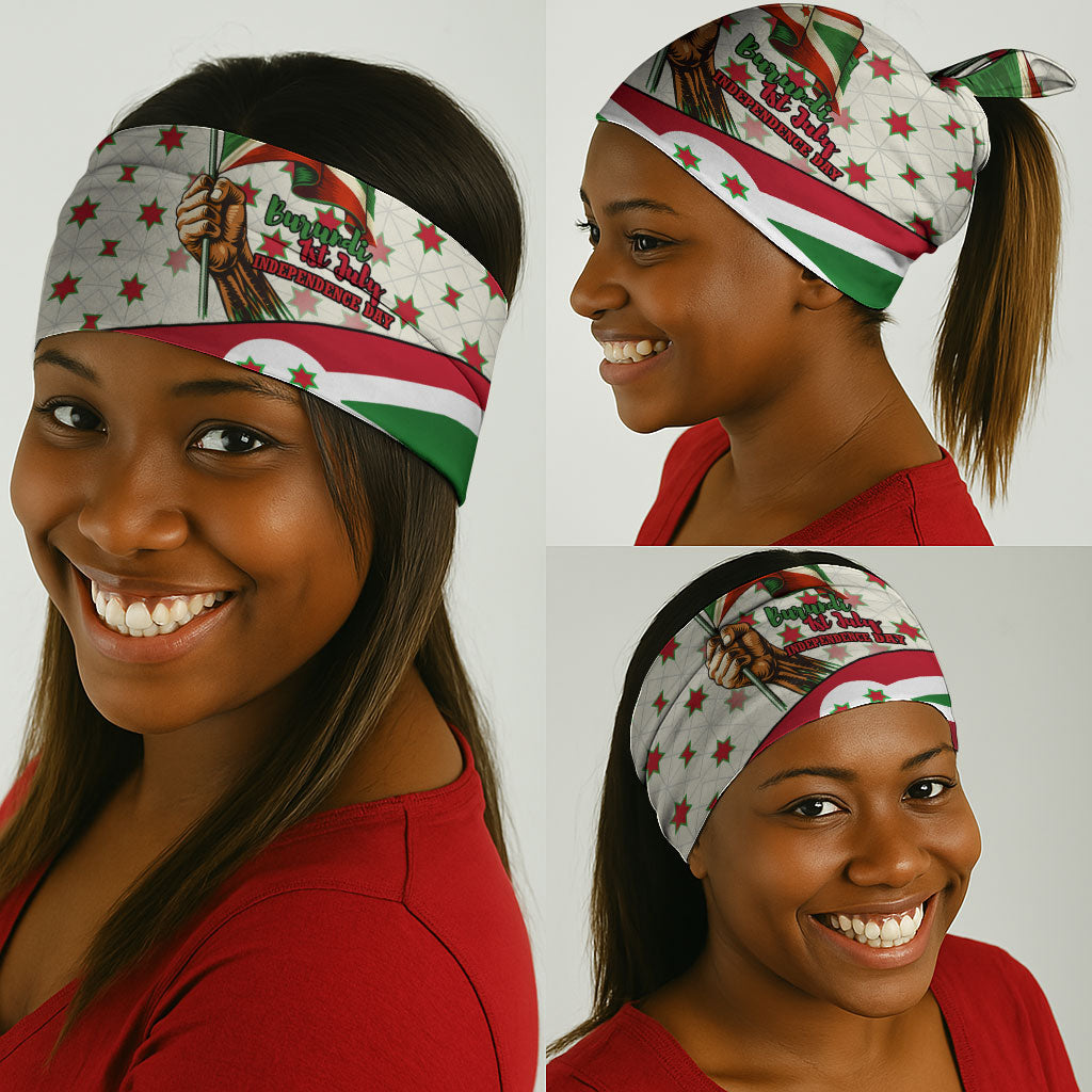 Burundi 1st July Independence Day Neck Gaiter Patriotic Flag Portrait Art - Geometric Star Pattern
