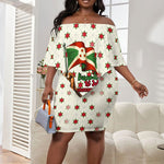 Burundi 1st July Independence Day Off Shoulder Short Dress Patriotic Flag Portrait Art - Geometric Star Pattern