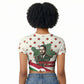 Burundi 1st July Independence Day Raglan Cropped T shirt Patriotic Flag Portrait Art - Geometric Star Pattern