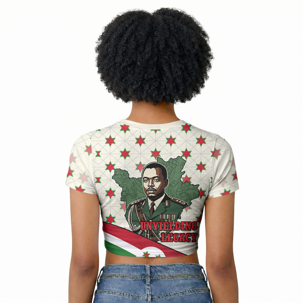 Burundi 1st July Independence Day Raglan Cropped T shirt Patriotic Flag Portrait Art - Geometric Star Pattern