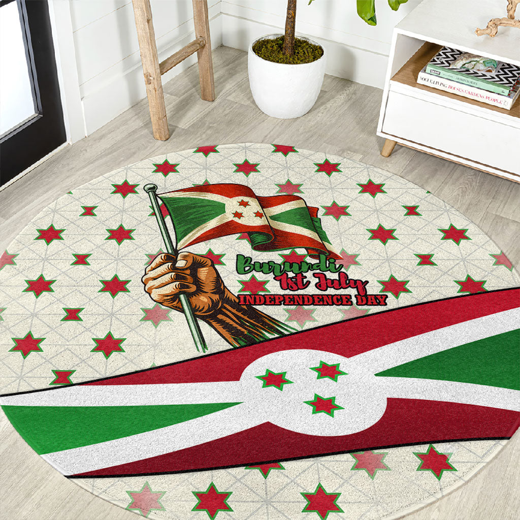 Burundi 1st July Independence Day Round Carpet Patriotic Flag Portrait Art - Geometric Star Pattern
