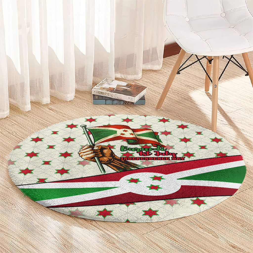 Burundi 1st July Independence Day Round Carpet Patriotic Flag Portrait Art - Geometric Star Pattern